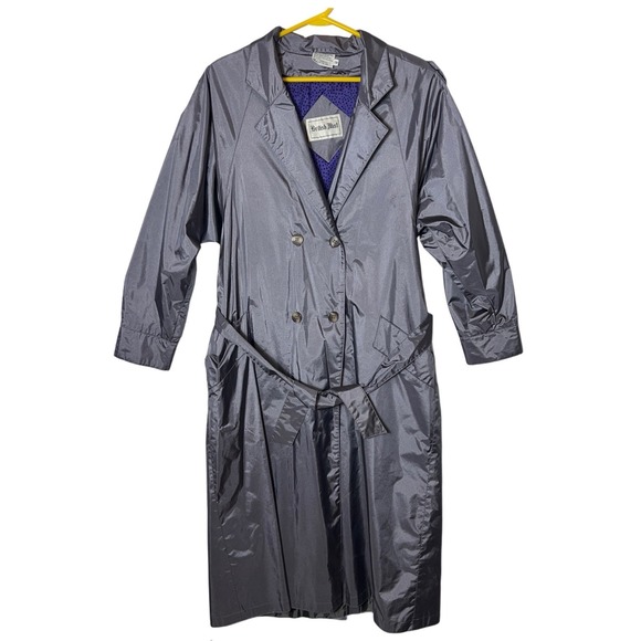 British Mist Jackets & Blazers - British Mist Women's Long Trench Coat Size 10 Gray Double Breasted Belted 48"
